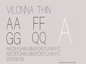 Vilonna Thin Version 1.00;February 6, 2020;FontCreator 11.5.0.2422 64-bit图片样张