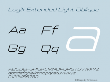 Logik Extended Light Oblique Version 1.000;hotconv 1.0.109;makeotfexe 2.5.65596 Font Sample