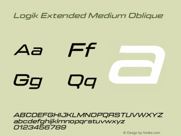 Logik Extended Medium Oblique Version 1.000;hotconv 1.0.109;makeotfexe 2.5.65596 Font Sample