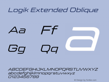 Logik Extended Oblique Version 1.000;hotconv 1.0.109;makeotfexe 2.5.65596 Font Sample