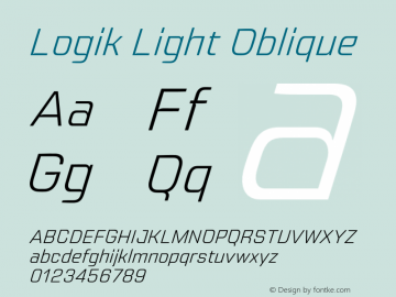 Logik Light Oblique Version 1.000;hotconv 1.0.109;makeotfexe 2.5.65596 Font Sample