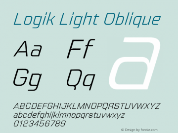 Logik Light Oblique Version 1.000;hotconv 1.0.109;makeotfexe 2.5.65596图片样张
