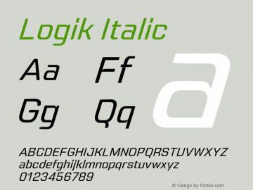 Logik Oblique Version 1.000;hotconv 1.0.109;makeotfexe 2.5.65596 Font Sample