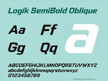 Logik SemiBold Oblique Version 1.000;hotconv 1.0.109;makeotfexe 2.5.65596 Font Sample