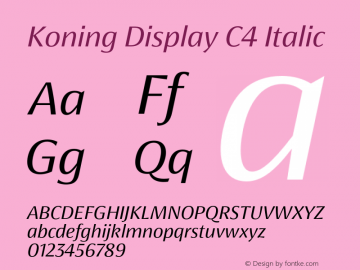 KoningDisplayC4-RegularItalic 1.000 Font Sample