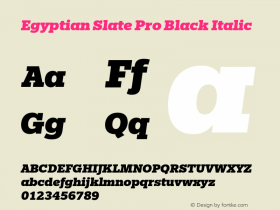 EgyptianSlatePro-BlackItalic Version 1.00 Font Sample