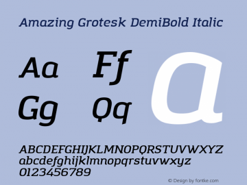 Amazing Grotesk DemiBold Italic Version 1.001 Font Sample