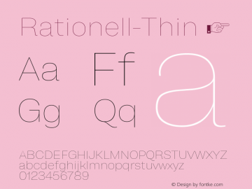 ☞Rationell Thin Version 4.059;hotconv 1.0.109;makeotfexe 2.5.65596;com.myfonts.easy.peggo.rationell.thin.wfkit2.version.5roX图片样张