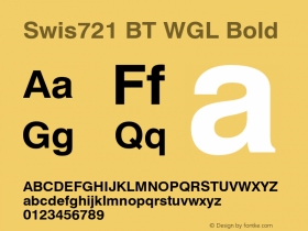 Swis721BTWGL-Bold Version 2.10 Font Sample