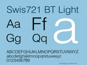 Swis721BT-Light Version 1.10 Font Sample