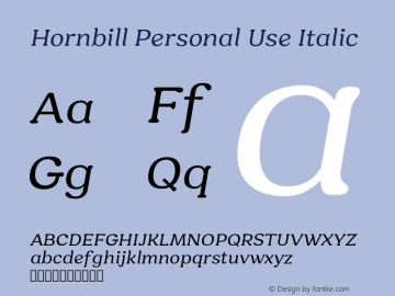 HornbillPersonalUse-Italic Version 1.000图片样张