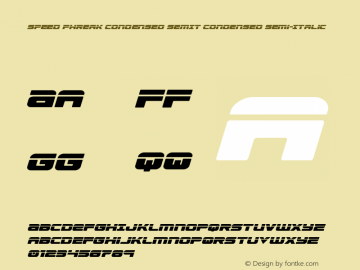 Speed Phreak Condensed SemIt Version 1.0; 2020 Font Sample