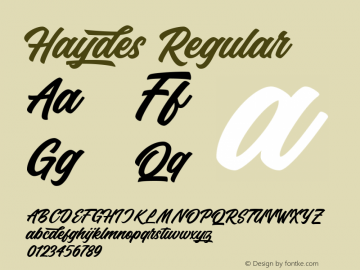 Haydes Version 1.000 Font Sample