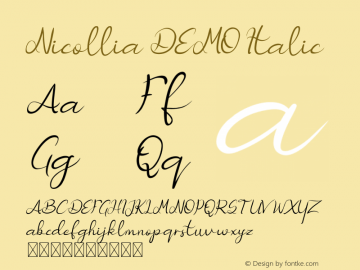 Nicollia DEMO Italic Version 1.002;Fontself Maker 3.2.2 Font Sample