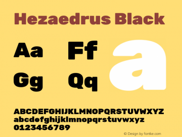 Hezaedrus Black Version 1.002;January 29, 2020;FontCreator 12.0.0.2550 64-bit; ttfautohint (v1.6) Font Sample