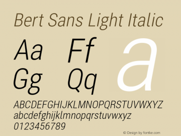 BertSans-LightItalic Version 12.135;January 10, 2020;FontCreator 12.0.0.2547 64-bit Font Sample