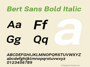 BertSans-BoldItalic Version 12.135;January 10, 2020;FontCreator 12.0.0.2547 64-bit图片样张