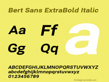 BertSans-ExtraBoldItalic Version 12.135;January 10, 2020;FontCreator 12.0.0.2547 64-bit Font Sample