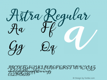 Astra-Regular Version 1.000 Font Sample