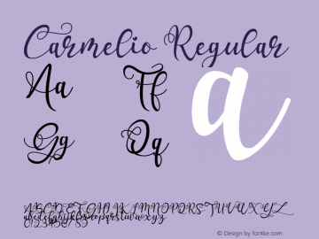 Carmelio Version 1.00;January 28, 2020;FontCreator 11.0.0.2365 64-bit Font Sample