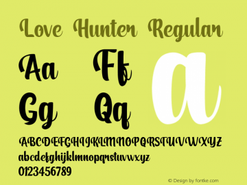 Love Hunter Version 1.00;February 3, 2020;FontCreator 12.0.0.2545 64-bit Font Sample