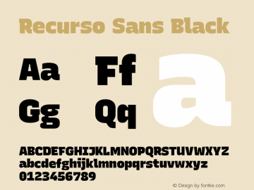 Recurso Sans Black Version 1.037;February 9, 2020;FontCreator 12.0.0.2550 64-bit; ttfautohint (v1.6) Font Sample