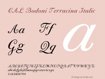 CALBodoniTerracina-Italic Version 1.003 Font Sample