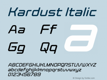 Kardust Italic Version 1.00;October 5, 2019;FontCreator 12.0.0.2535 64-bit图片样张