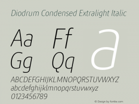 Diodrum Condensed Exralight It Version 1.000;hotconv 1.0.109;makeotfexe 2.5.65596 Font Sample