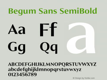BegumSans-SemiBold Version 1.000;PS 001.000;hotconv 1.0.88;makeotf.lib2.5.64775图片样张