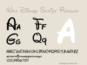 Walt Disney Script Regular 4.0; May 28, 2001图片样张