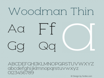 Woodman Thin Version 1.002;Fontself Maker 3.3.0 Font Sample