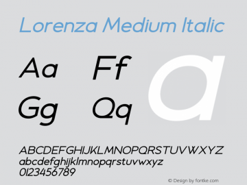 Lorenza Medium Italic Version 1.00;February 6, 2020;FontCreator 11.5.0.2427 32-bit Font Sample