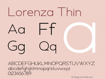 Lorenza Thin Version 1.00;February 6, 2020;FontCreator 11.5.0.2427 32-bit图片样张