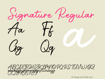 Signature-Regular Version 1.000 Font Sample