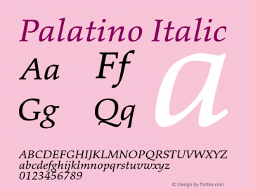 Palatino Italic Version 1.60     03/31/2014图片样张