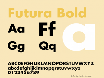 Futura Bold Version 2.50     04/08/2015 Font Sample
