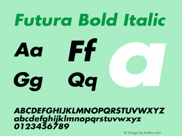 Futura Bold Italic Version 2.50     04/08/2015 Font Sample