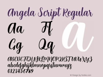 Angela Script Version 1.000 Font Sample