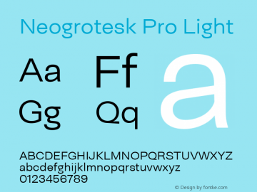 Neogrotesk Pro Light Version 1.000;hotconv 1.0.109;makeotfexe 2.5.65596图片样张