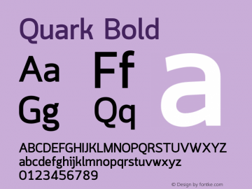 Quark Bold Version 1.000 Font Sample