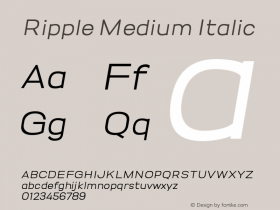 Ripple Medium Italic Version 1.000;PS 001.000;hotconv 1.0.88;makeotf.lib2.5.64775图片样张