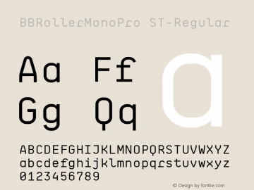 BB Roller Mono Pro ST Regular Version 1.000 Font Sample