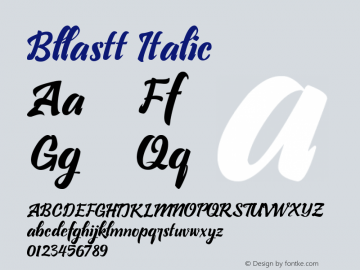 Bllastt Italic Version 1.00;September 1, 2019;FontCreator 11.5.0.2421 64-bit Font Sample