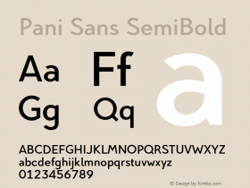 Pani Sans SemiBold Version 1.000;hotconv 1.0.109;makeotfexe 2.5.65596 Font Sample