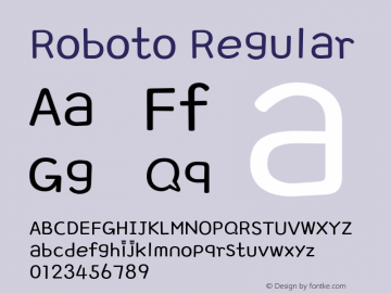 Roboto Regular Version 1.200310; 2013 Font Sample