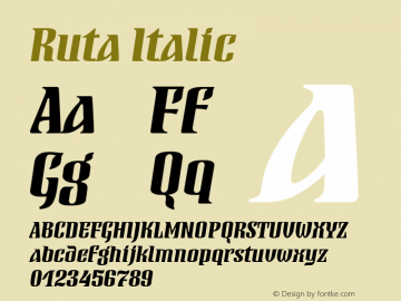 Ruta Italic Version 1.0 Font Sample