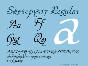 Skoropys17 Regular Version 1.0 Font Sample