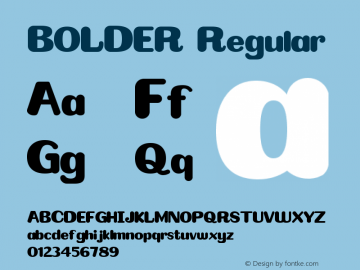 BOLDER Version 1.00;February 10, 2020;FontCreator 11.5.0.2422 64-bit图片样张