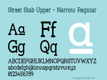 Street Slab Upper - Narrow Regular 1.0 Font Sample